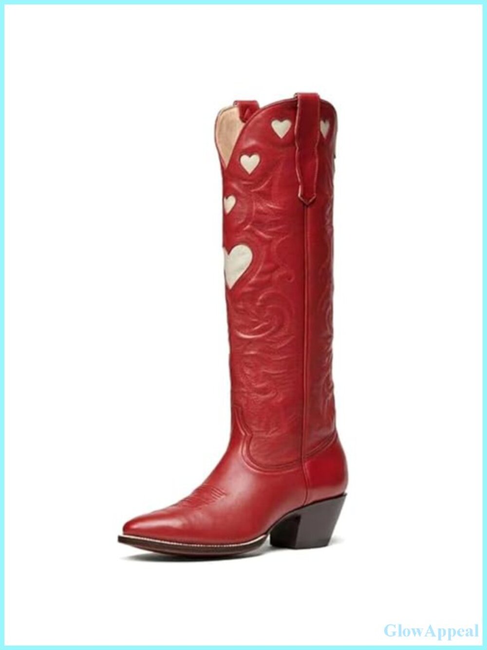 Women's Knee High Western Cowboy Boots Vegan Leather Chunky Heel Embroidered